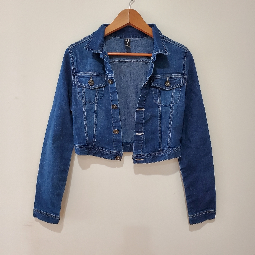 BB jeans cropped Jean denim button jacket xs/s